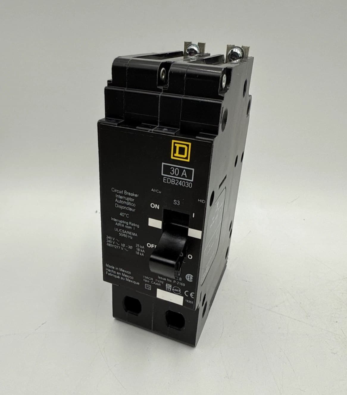 Square D EDB24030 Circuit Breaker 30A 2P 480V 1PH EDB 2 Pole 30 Amp Bolt On – image 1