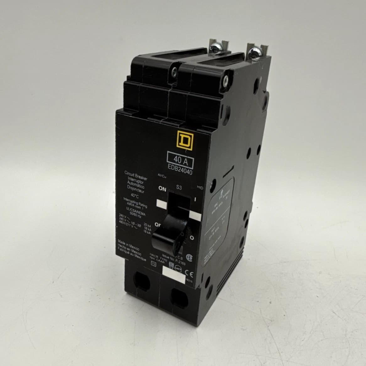 Square D EDB24040 Circuit Breaker 40A 2P 480V 1PH EDB 2 Pole 40 Amp Bolt On – image 1
