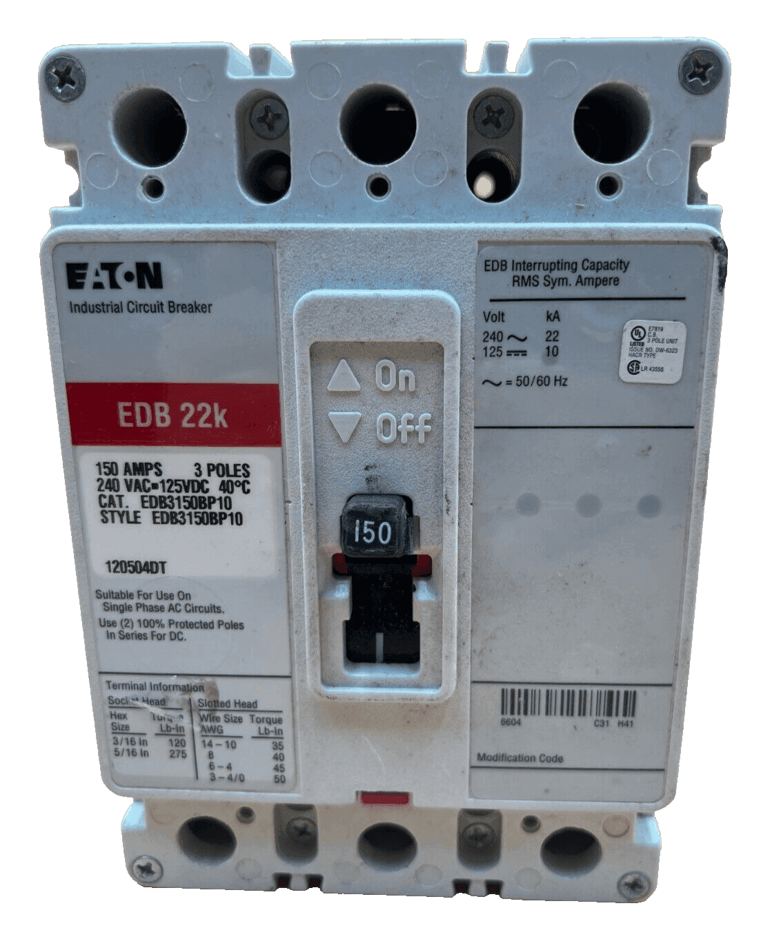 Eaton EDB3150 Circuit Breaker — image 1 of 6