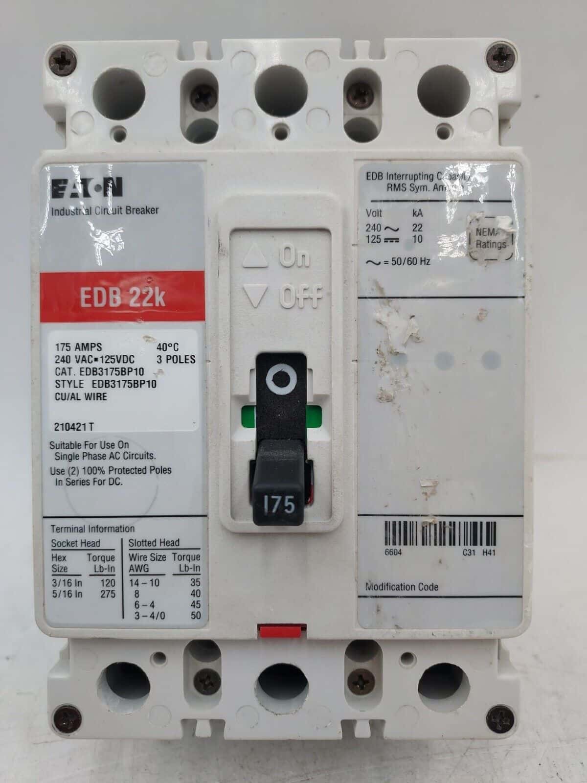 Eaton EDB3175BP10 Circuit Breaker — image 1 of 6