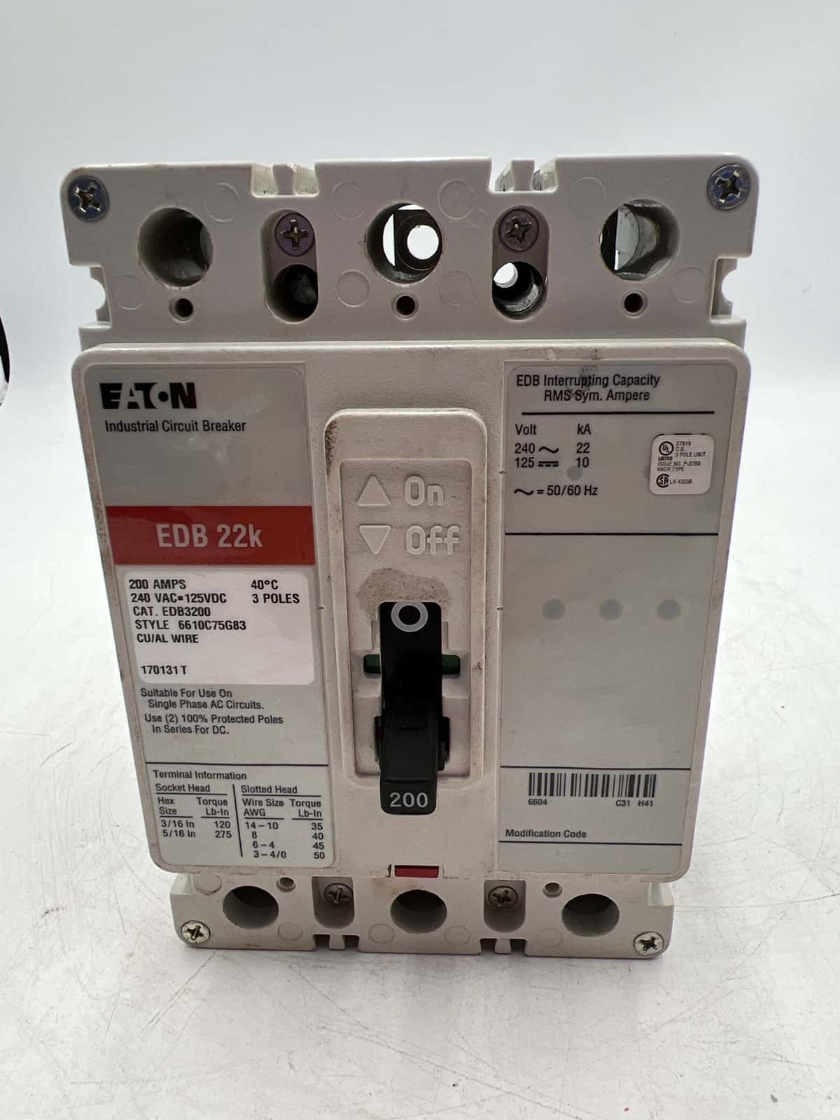 Eaton EDB3200 Circuit Breaker — image 1 of 6