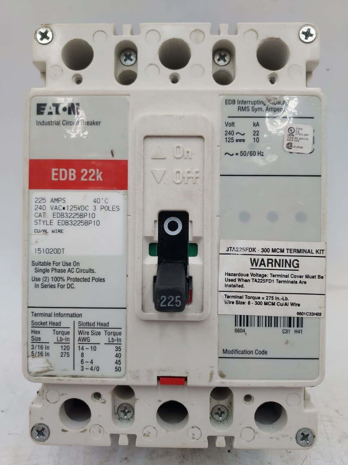 Eaton EDB3225BP10 Circuit Breaker — image 1 of 6