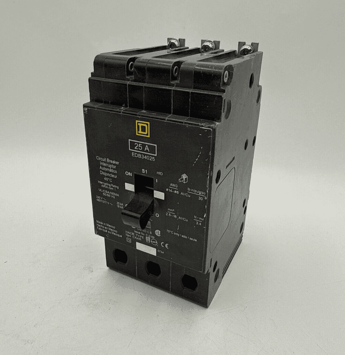 Square D EDB34025 Circuit Breaker 25A 480V 3P