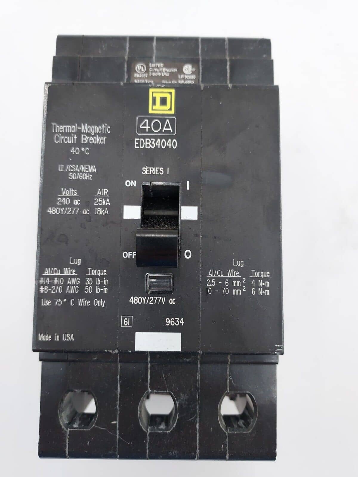 Square D EDB34040 Circuit Breaker — image 1 of 6