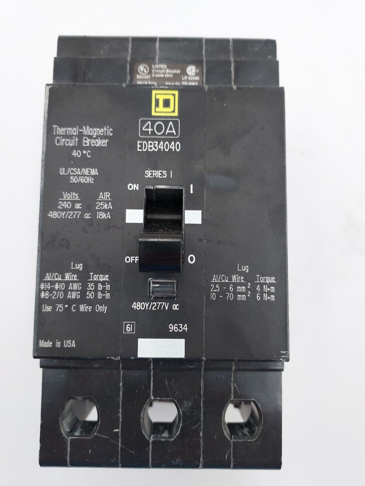 Square D EDB34040 Circuit Breaker — image 1 of 6