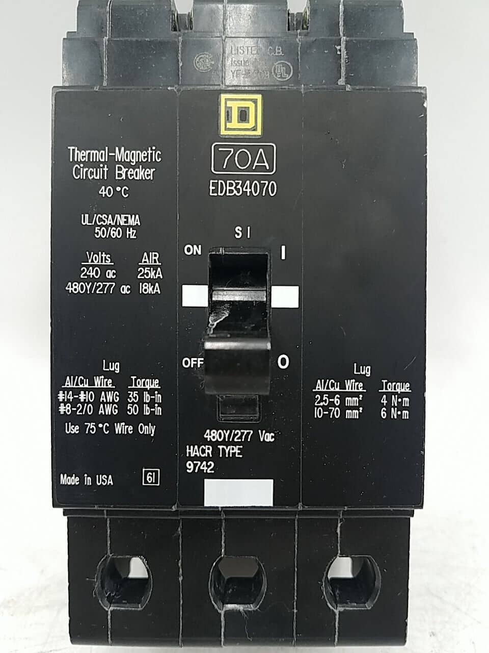 Square D EDB34070 Circuit Breaker — image 1 of 7