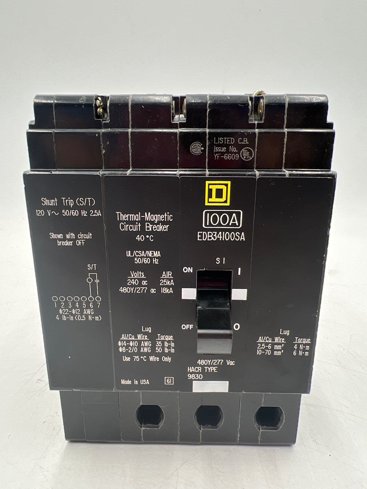 Square D EDB34100SA Circuit Breaker — image 1 of 6