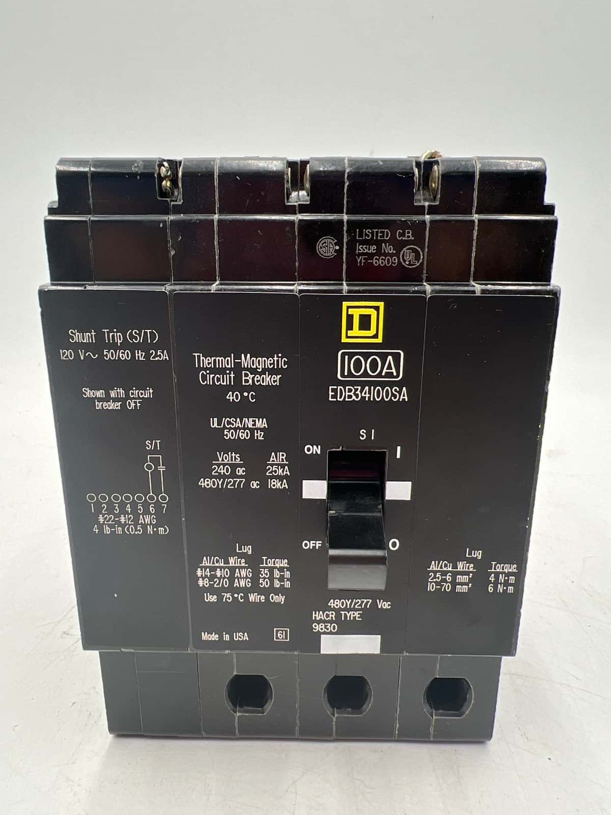Square D EDB34100SA Circuit Breaker — image 1 of 6