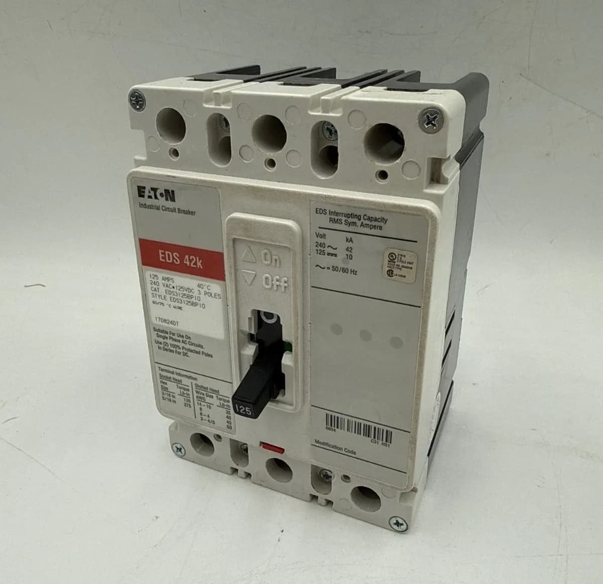 Eaton EDS3125BP10 Circuit Breaker — image 1 of 9