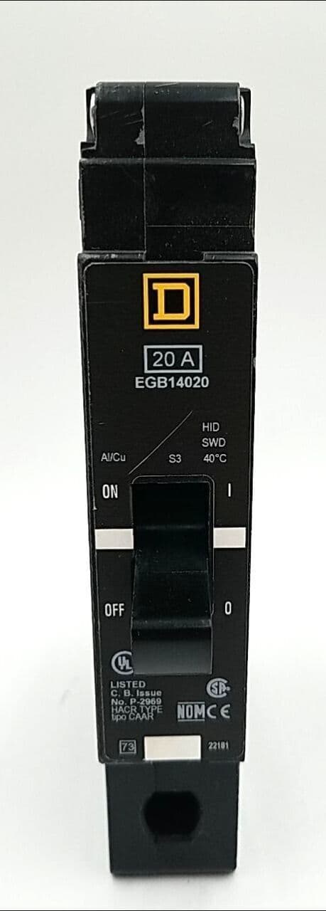 Square D EGB14020 Circuit Breaker 20A 1P 277V 1PH EGB 20 Amp 1 Pole Used