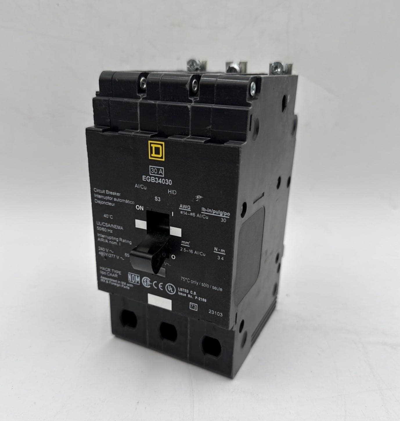 Square D EGB34030 Bolt On Circuit Breaker 30A 480V 3P EGB 30 Amp 3 Pole New