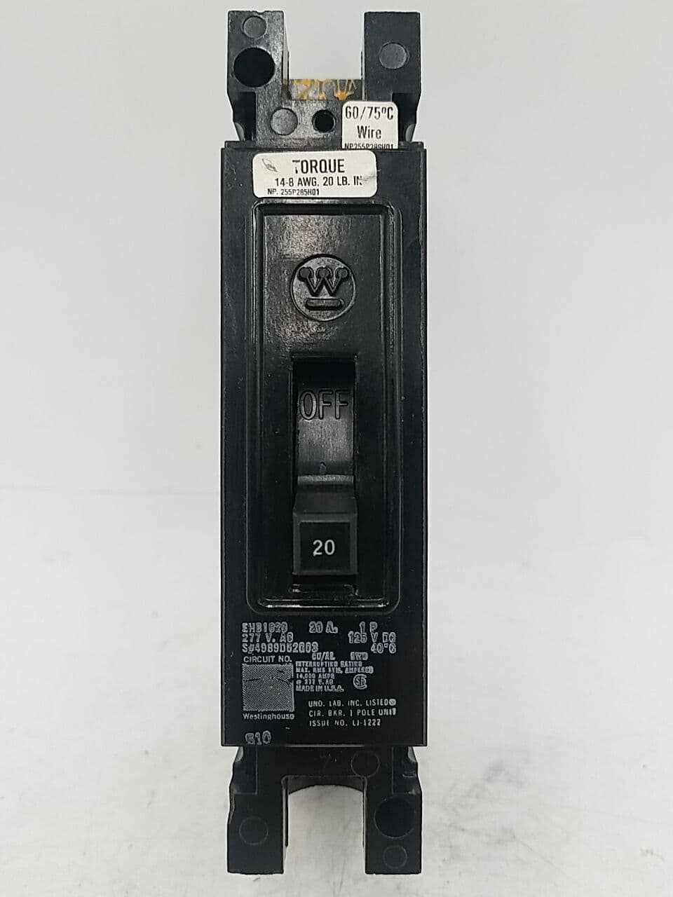 Westinghouse EHB1020 Circuit Breaker — image 1 of 7