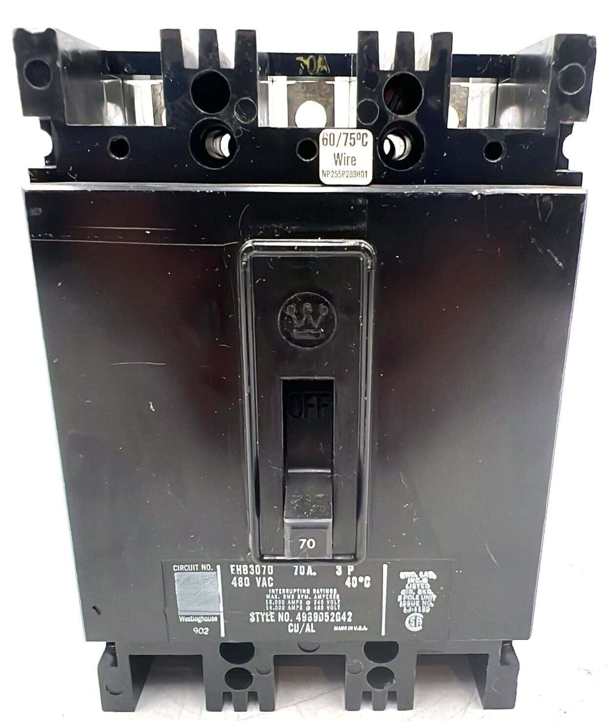 Westinghouse EHB3070 Circuit Breaker — image 1 of 7