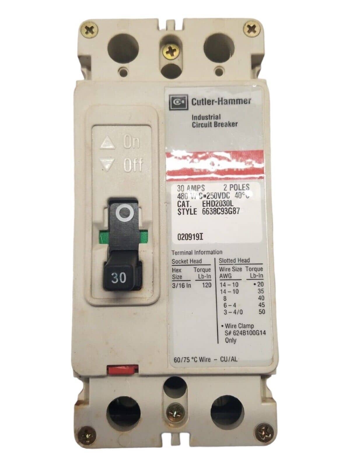 Cutler-Hammer EHD2030L Circuit Breaker — image 1 of 7