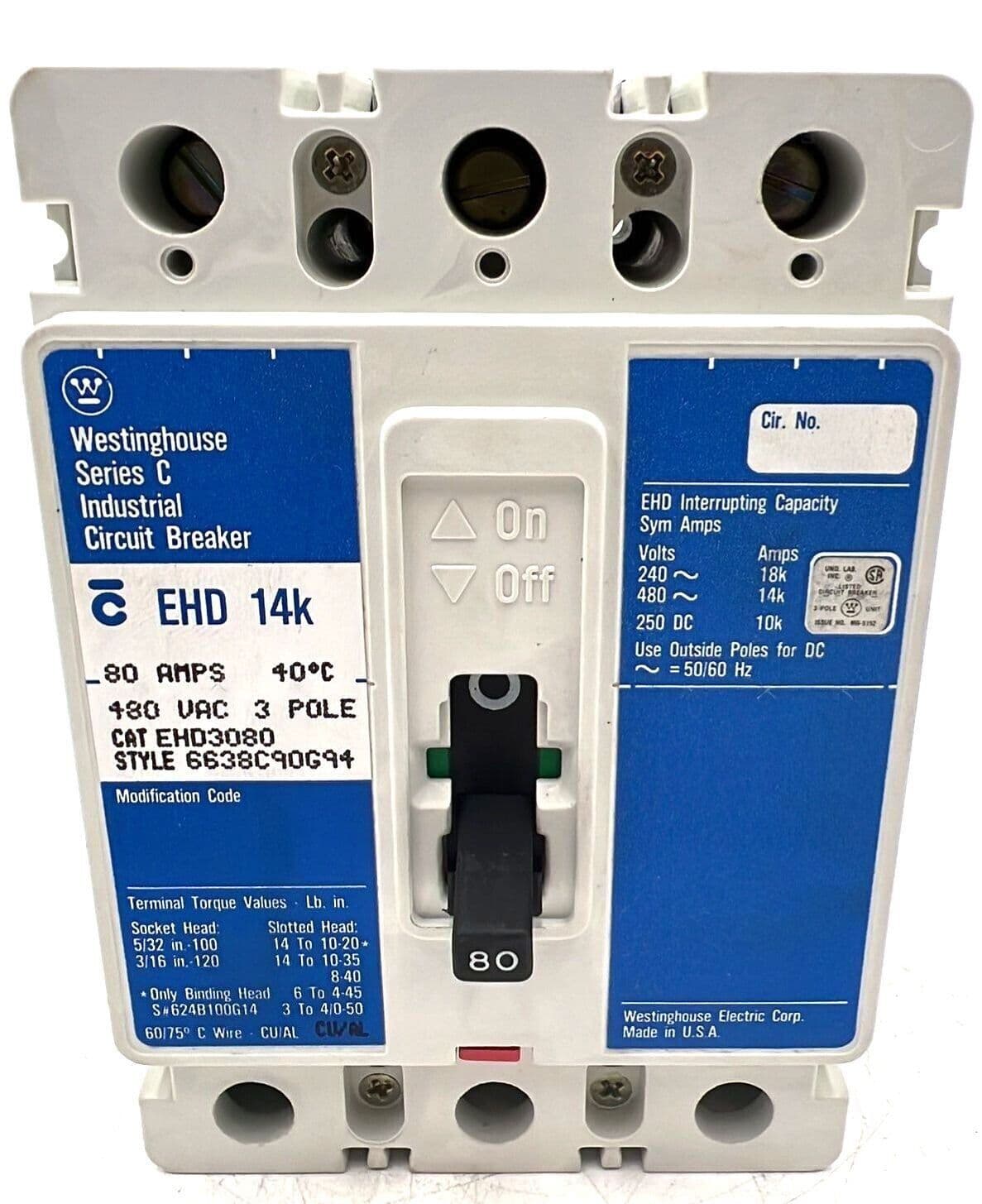 Westinghouse EHD3080 Circuit Breaker — image 1 of 7