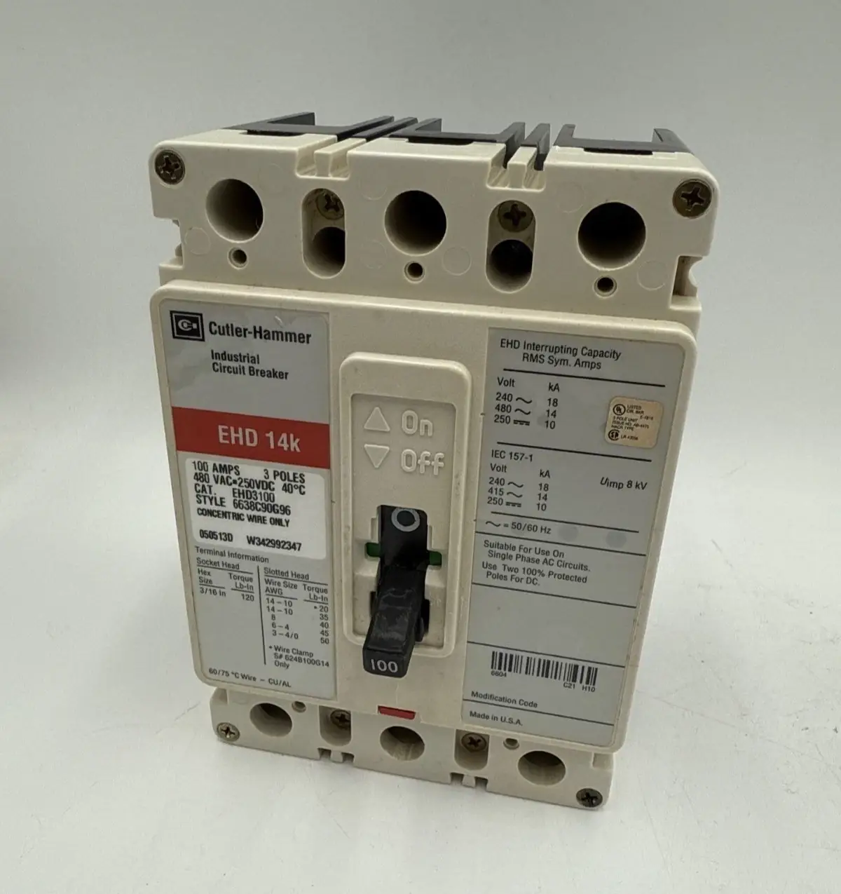 Cutler-Hammer EHD3100 Circuit Breaker — image 1 of 8