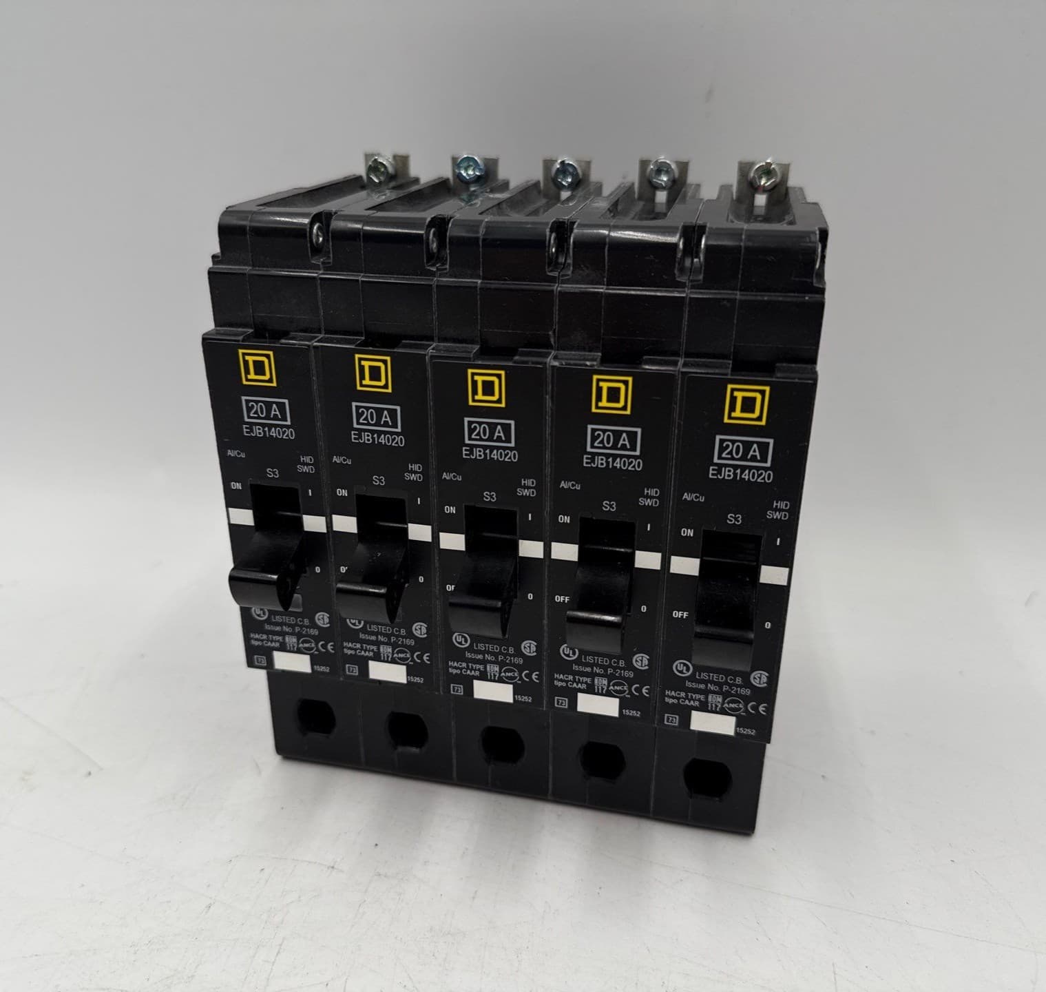 5PC Square D EJB14020 Circuit Breaker 20A 1P 277V 1PH EJB 20 Amp Bolt On