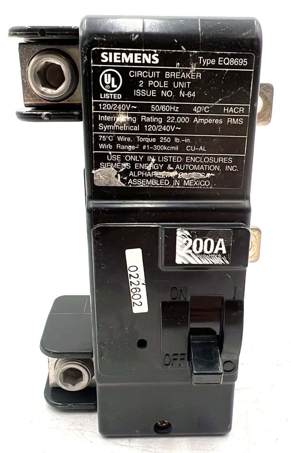 Siemens EQ8695 Circuit Breaker — image 1 of 7