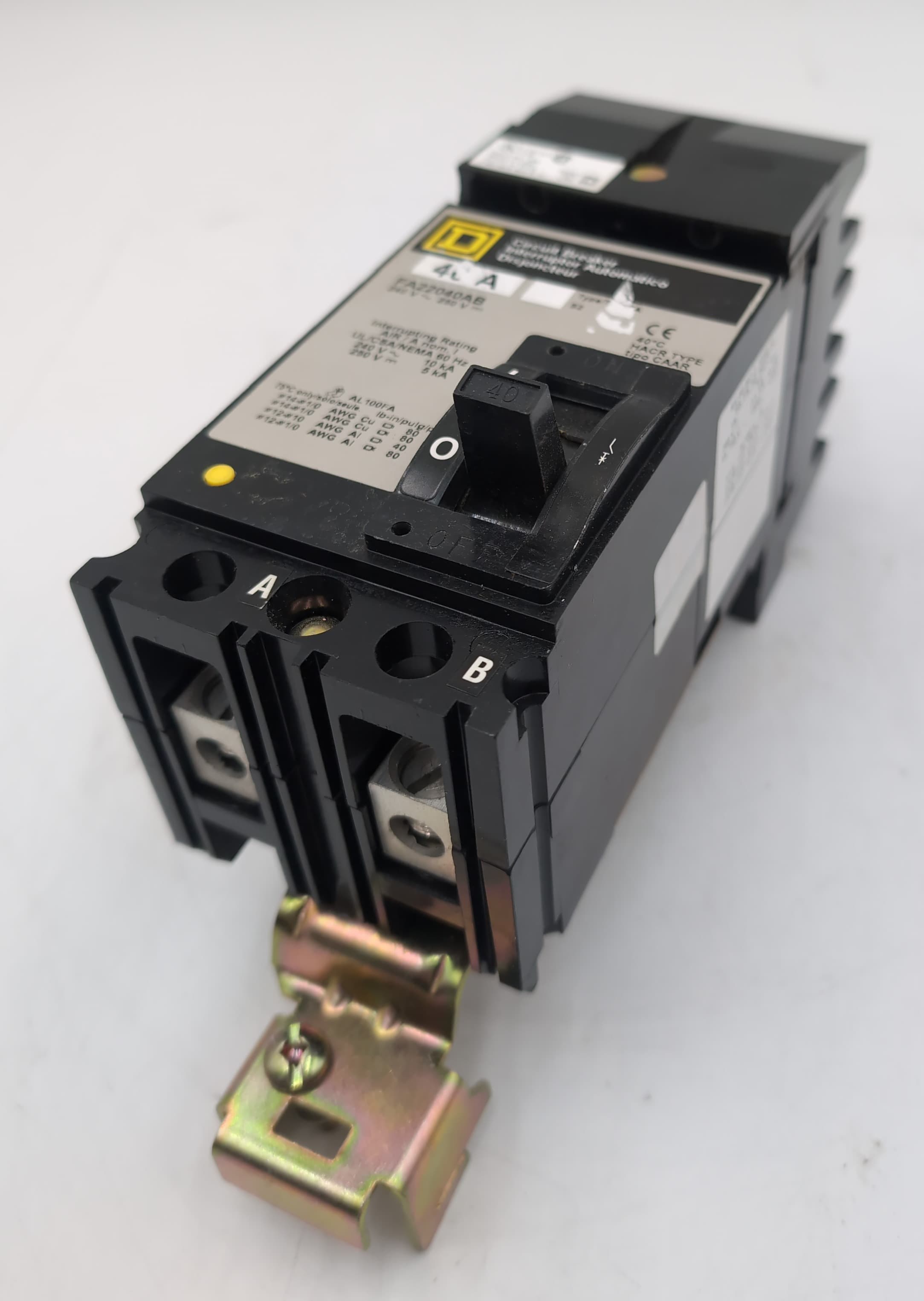 Square D FA22040AB I-Line Circuit Breaker 40 Amp 2-Pole 240V 10kA AB-Phase USED – image 1
