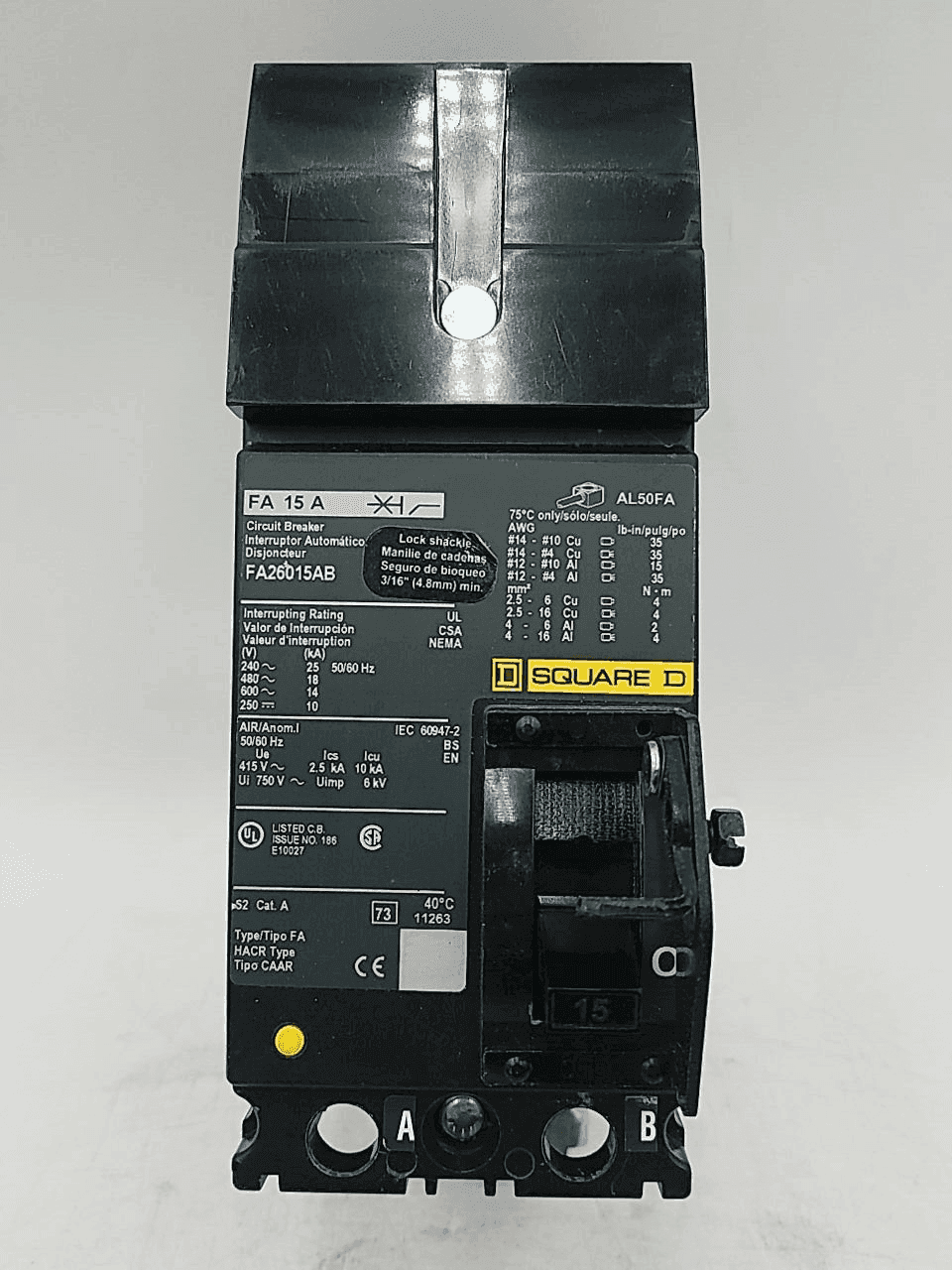 Square D FA26015AB Circuit Breaker — image 1 of 7