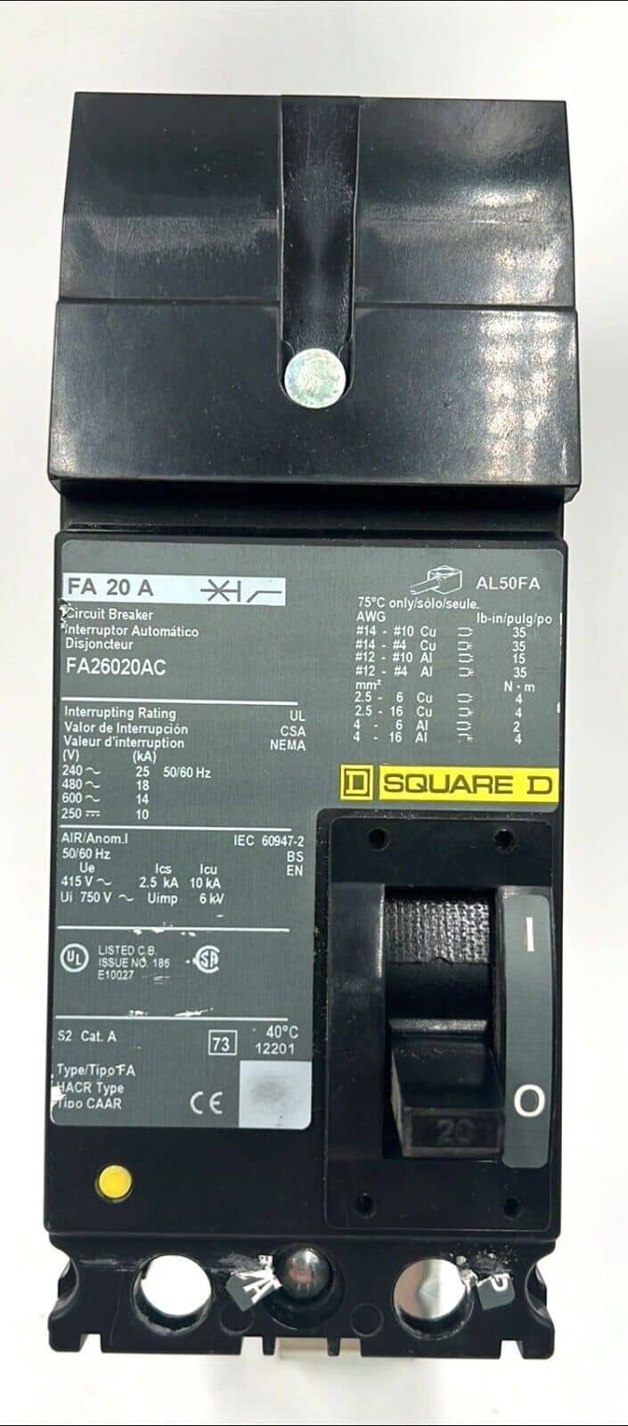 Square D FA26020AC Circuit Breaker — image 1 of 7