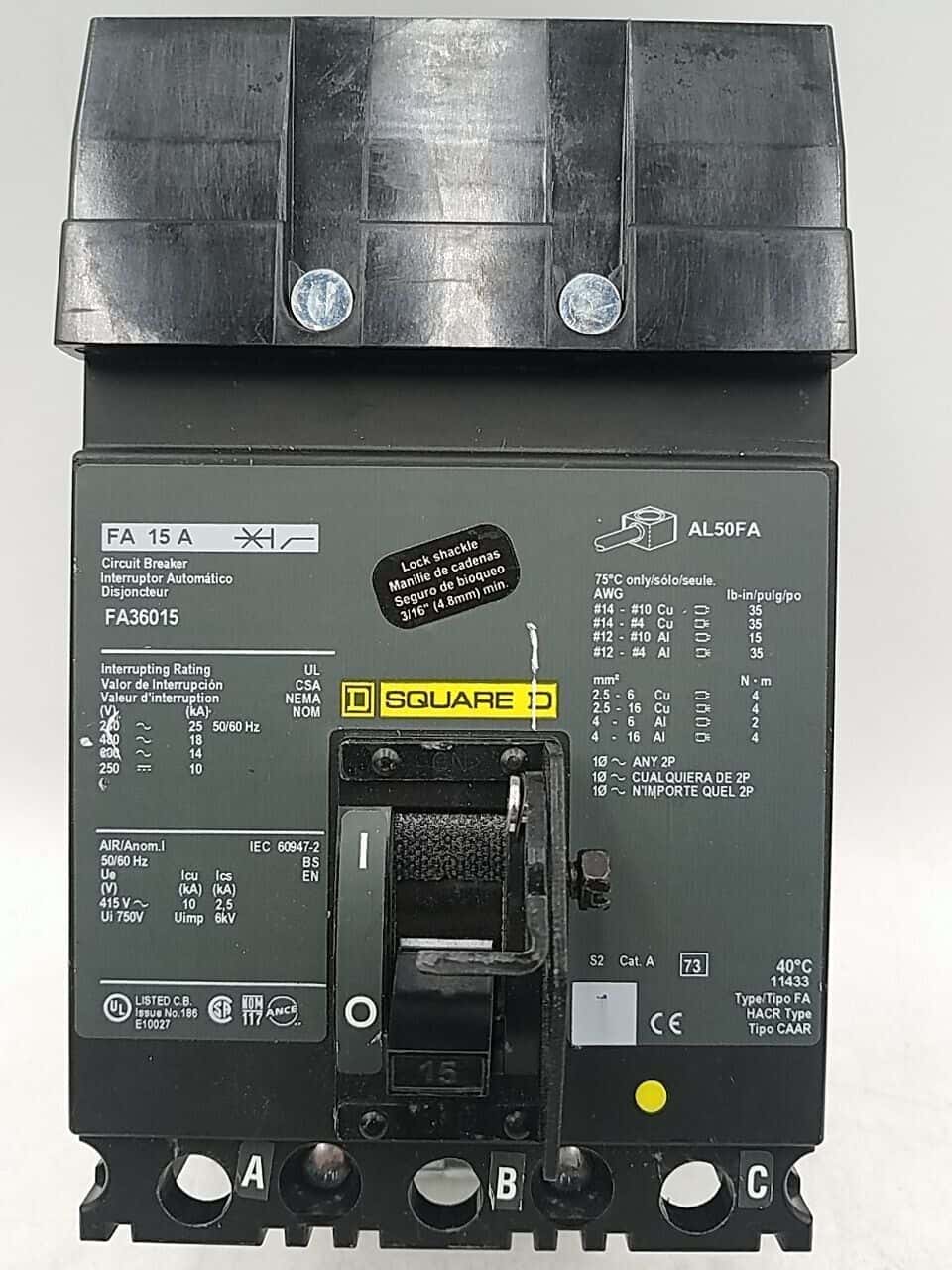 Square D FA36015 Circuit Breaker — image 1 of 7