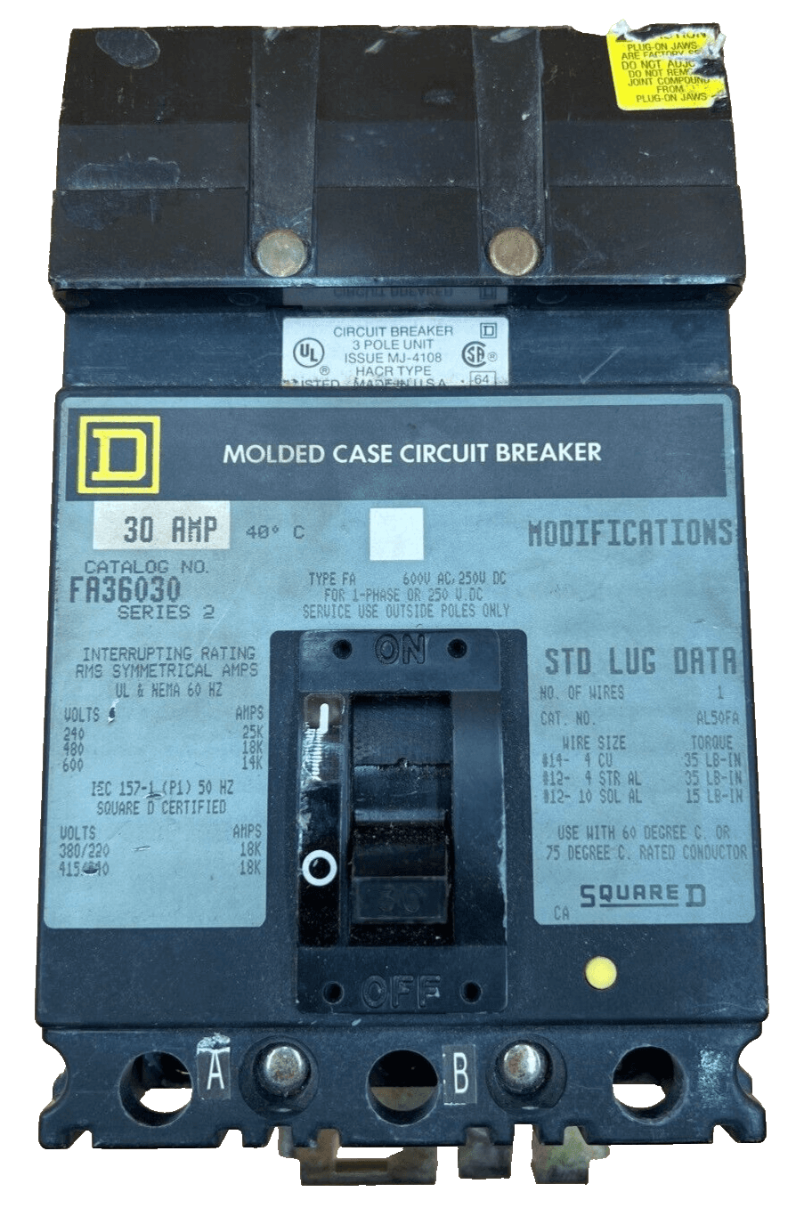 Square D SQD FA36030 Circuit Breaker — image 1 of 7