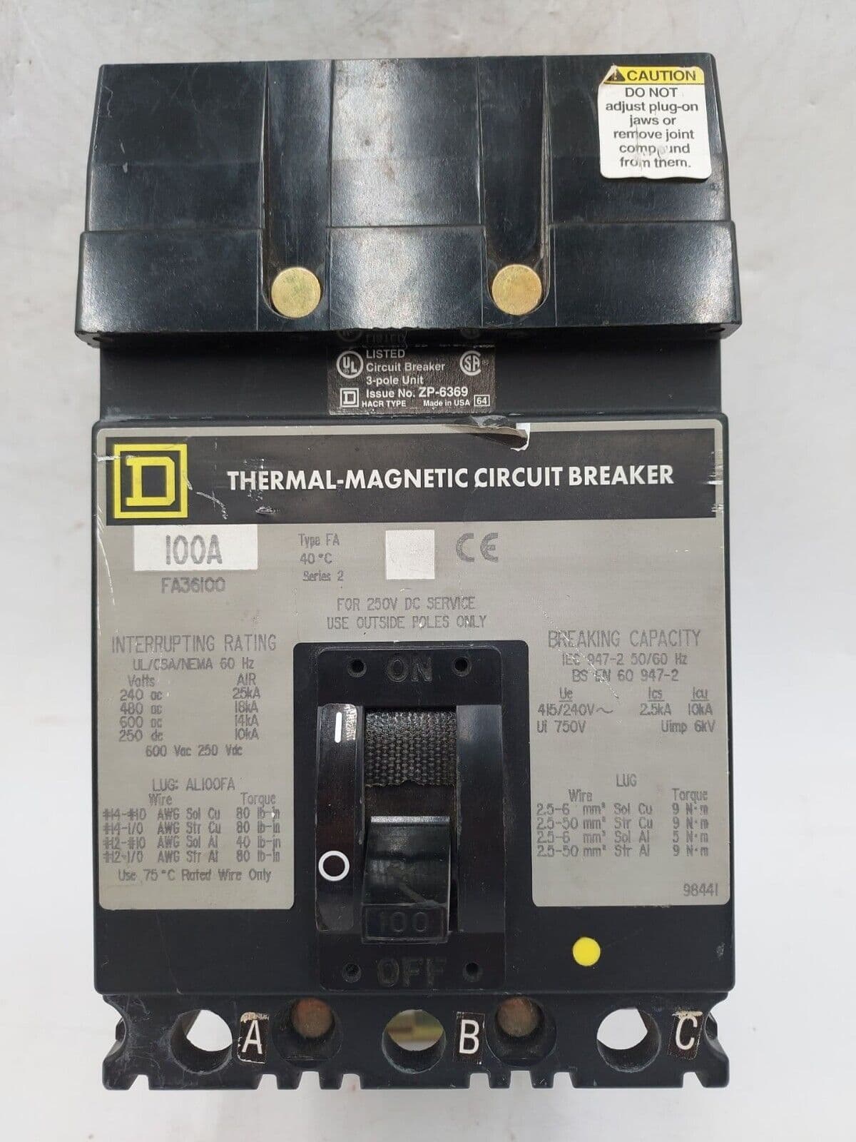 Square D FA36100 Circuit Breaker — image 1 of 7