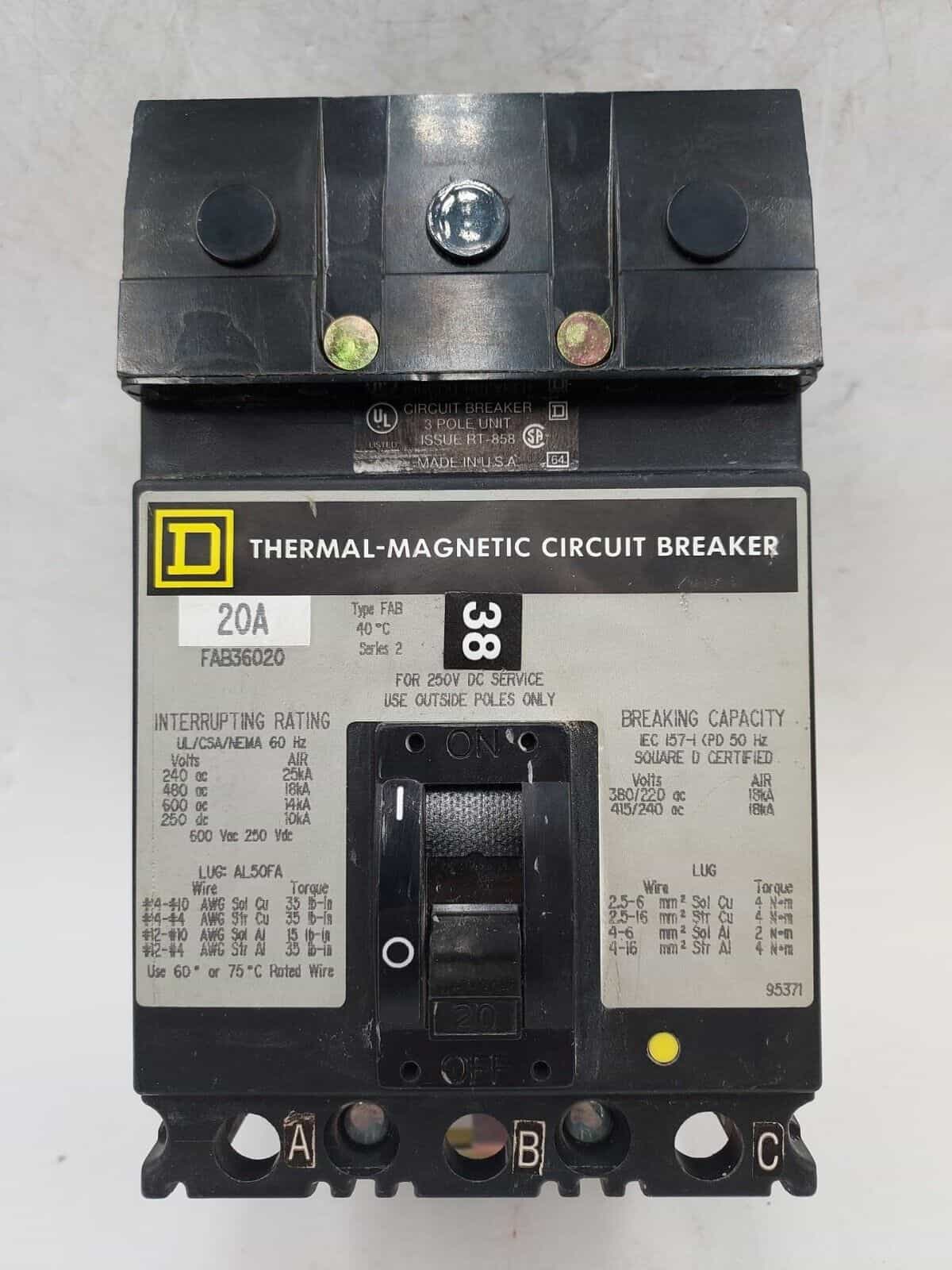 Square D FAB36020 Circuit Breaker — image 1 of 7