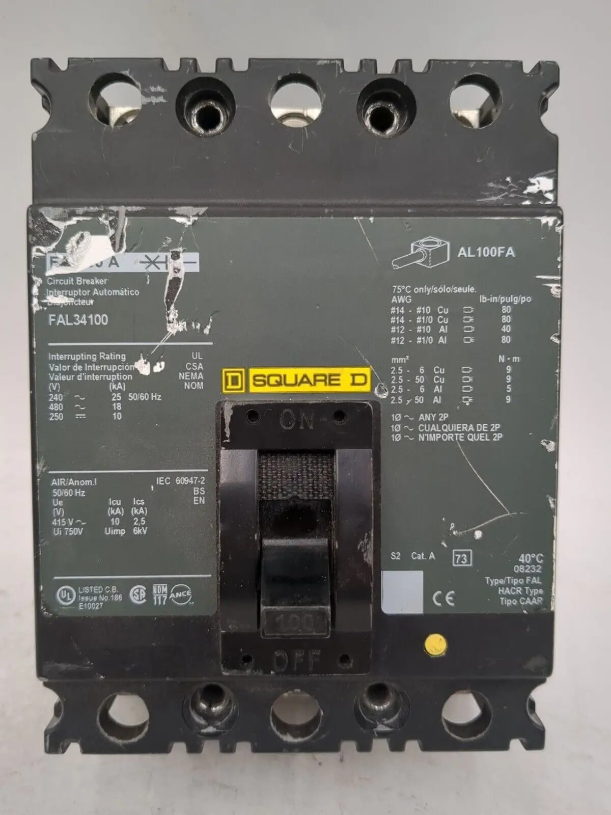 Square D FAL34100 Circuit Breaker — image 1 of 8