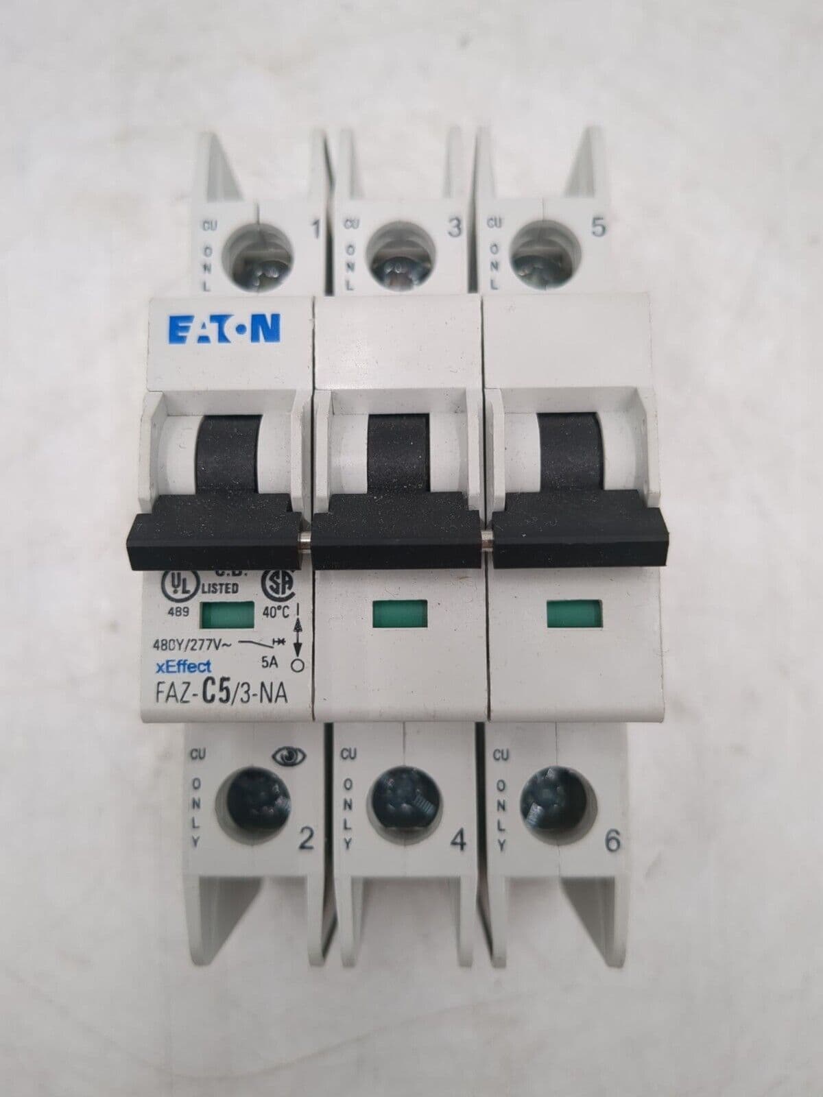 Eaton FAZ-C5/3-NA Circuit Breaker 5A 3P 480/277V FAZC5 5 Amp 3 Pole – image 1