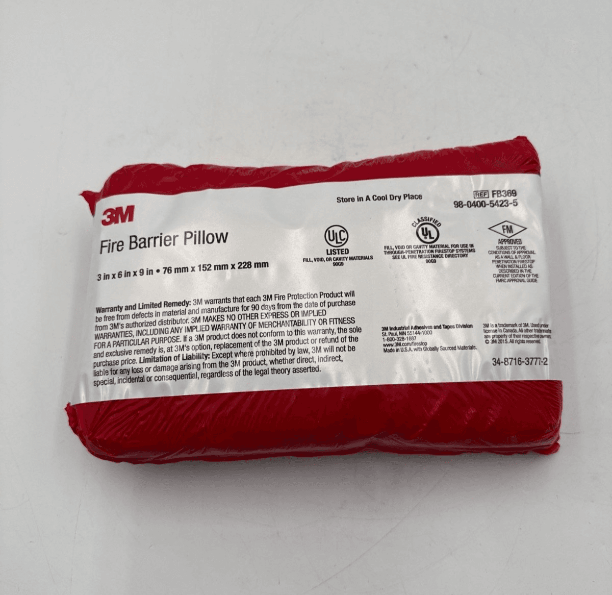 3M FB369 Fire Barrier Self-Locking Pillow 3" x 6" x 9" FB-369