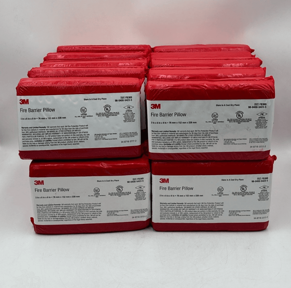 20PC Lot 3M FB 369 Fire Barrier Self-Locking Pillow 3" x 6" x 9" FB-369 20 Piece – image 1
