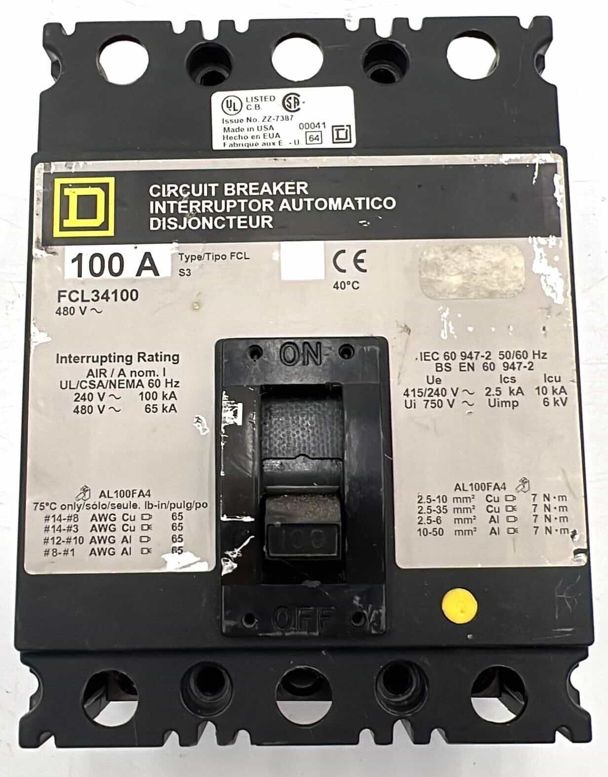 Square D FCL34100 Circuit Breaker — image 1 of 7