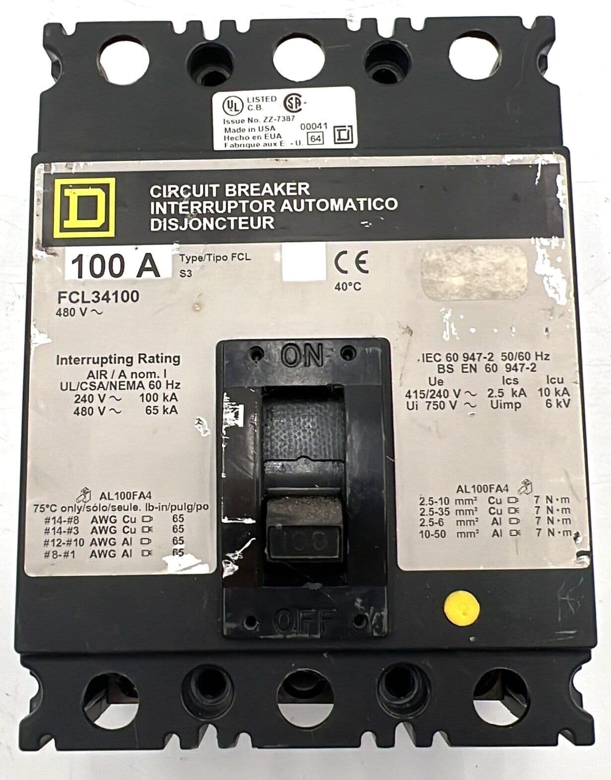 Square D FCL34100 Circuit Breaker — image 1 of 7