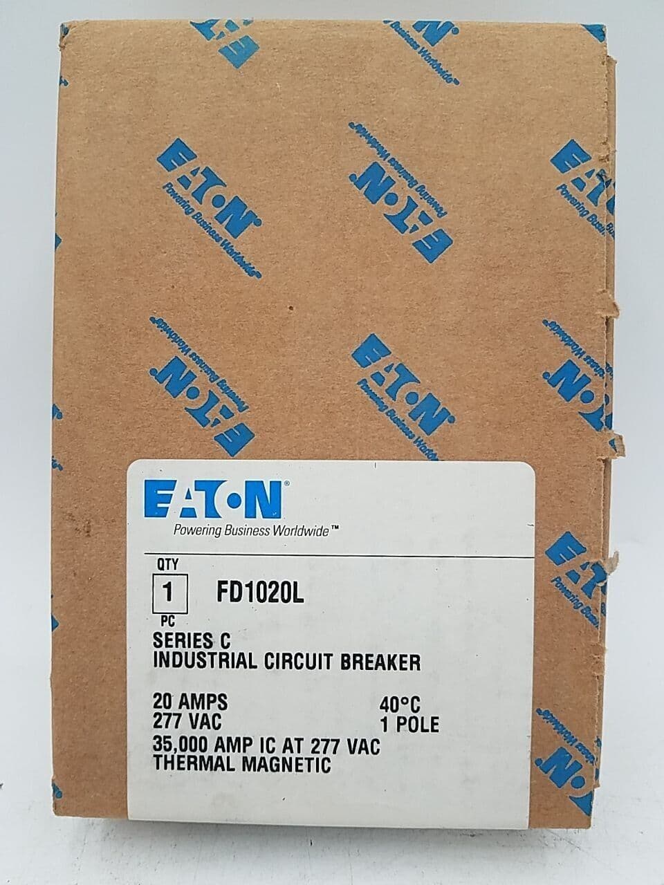 Eaton FD1020L Circuit Breaker 20A 1P 277V 1PH FD 35K 20 Amp 1 Pole – image 1