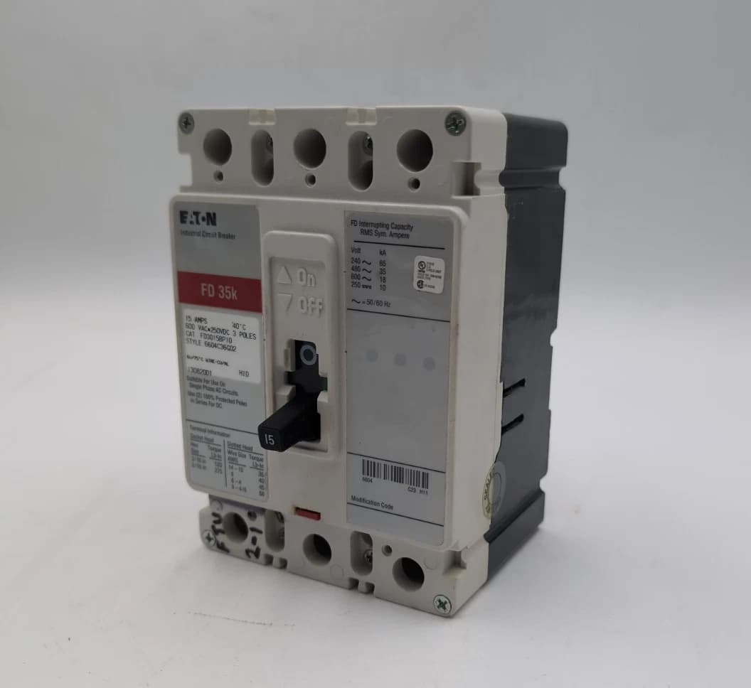 Eaton FD3015BP10 Circuit Breaker 15A 3P 600V FD 35k 15 Amp 3 Pole USED
