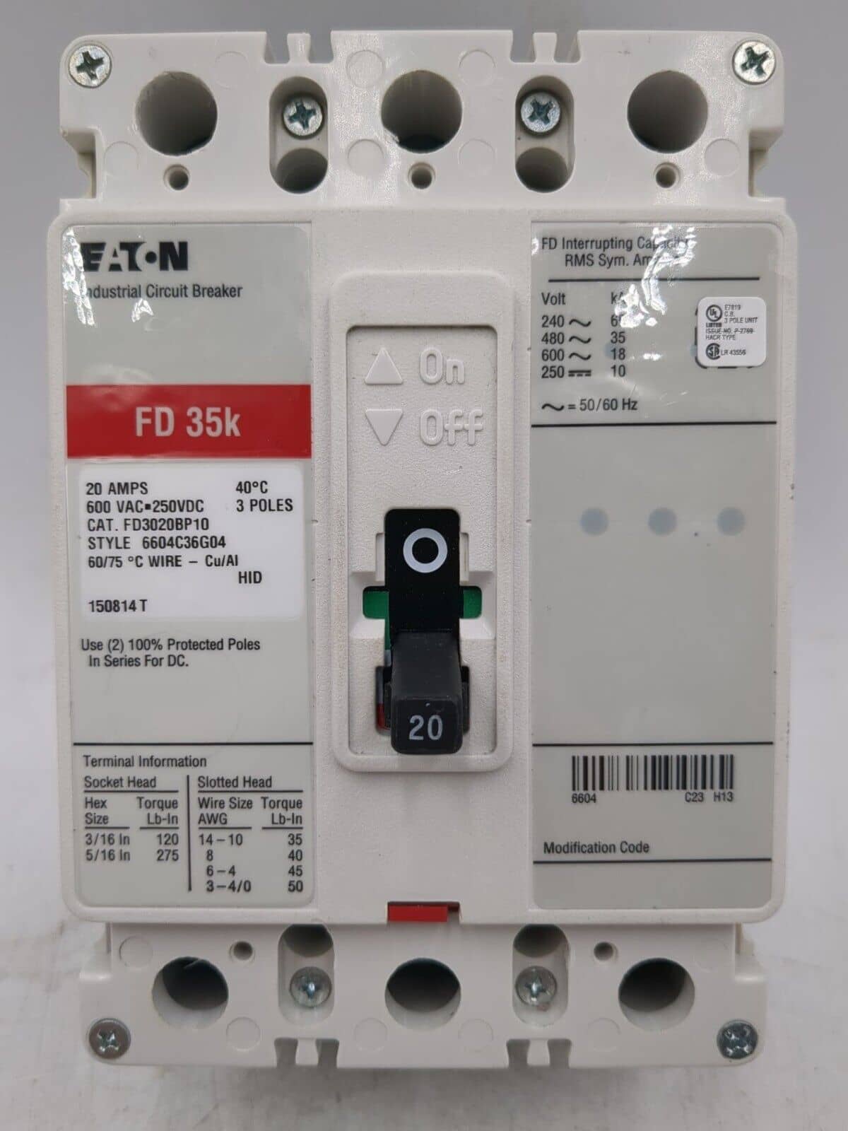 Cutler-Hammer FD3020 Circuit Breaker — image 1 of 7