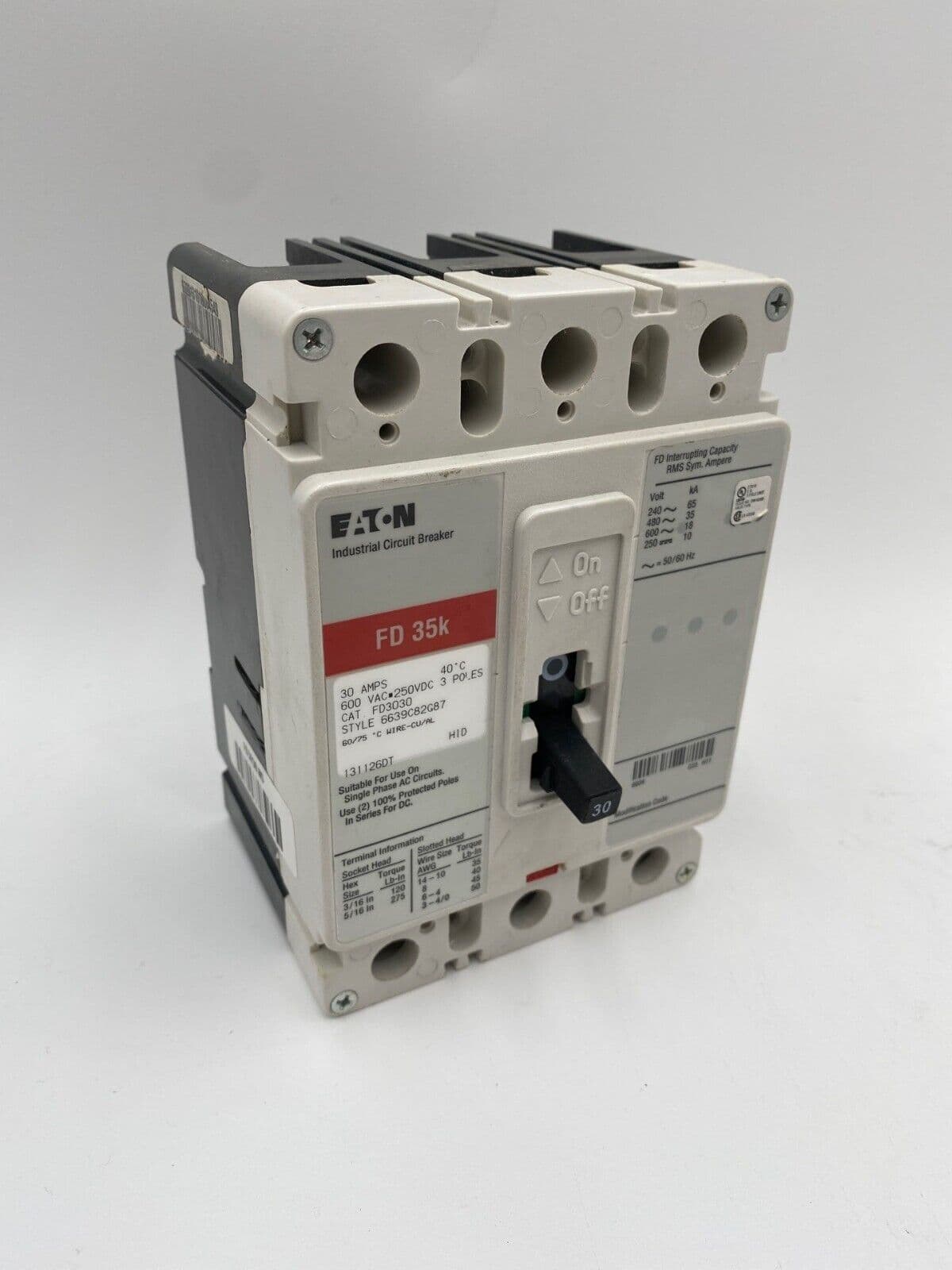 Eaton FD3030 Circuit Breaker — image 1 of 12