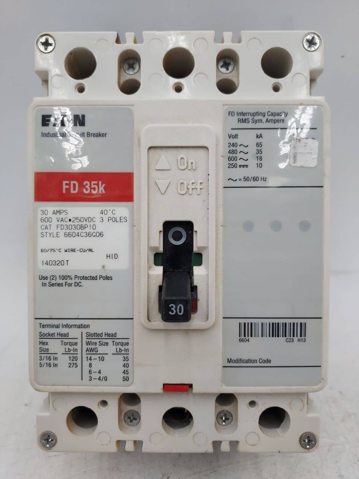 Eaton FD3030BP10 Circuit Breaker — image 1 of 6