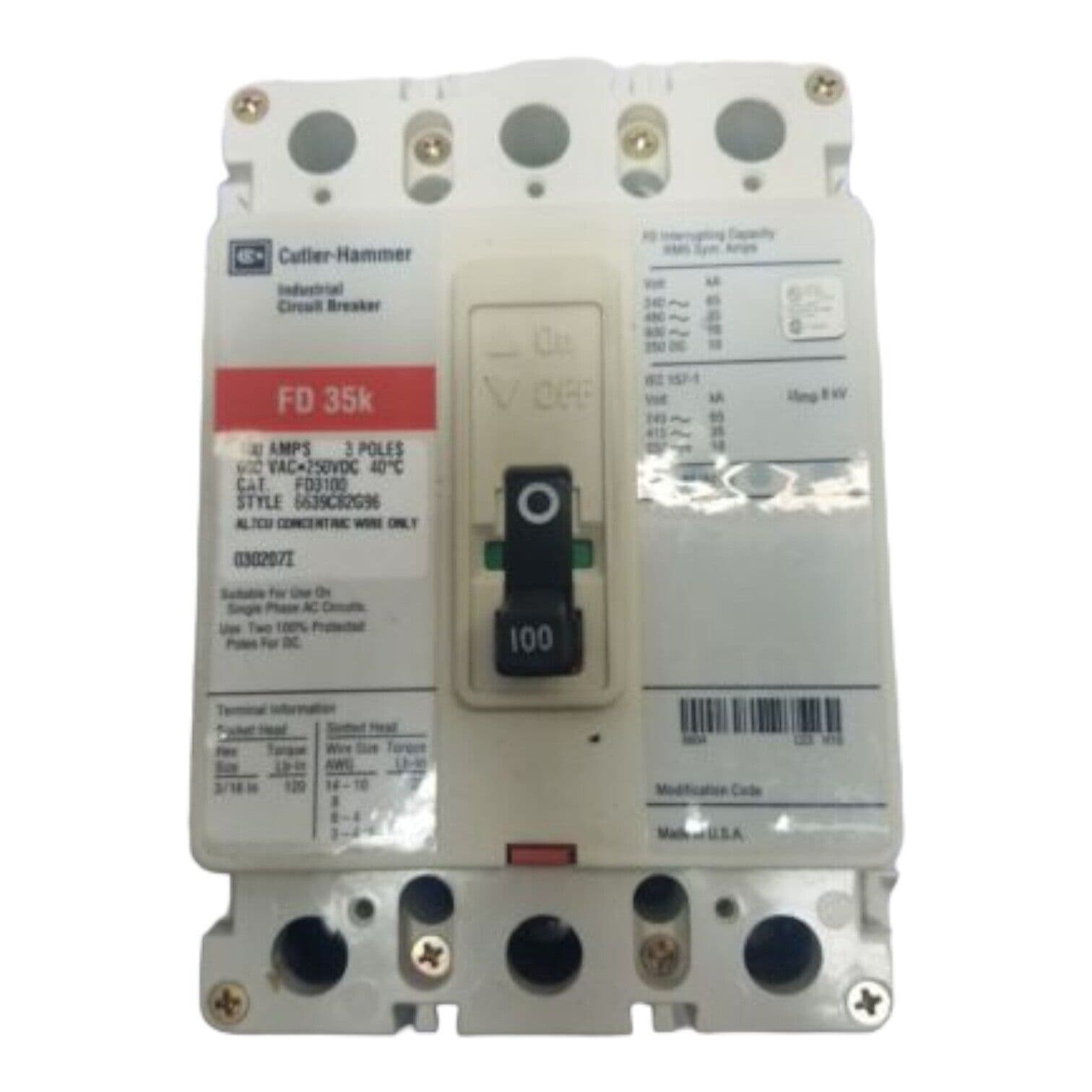 Cutler-Hammer FD3100 Circuit Breaker — image 1 of 7