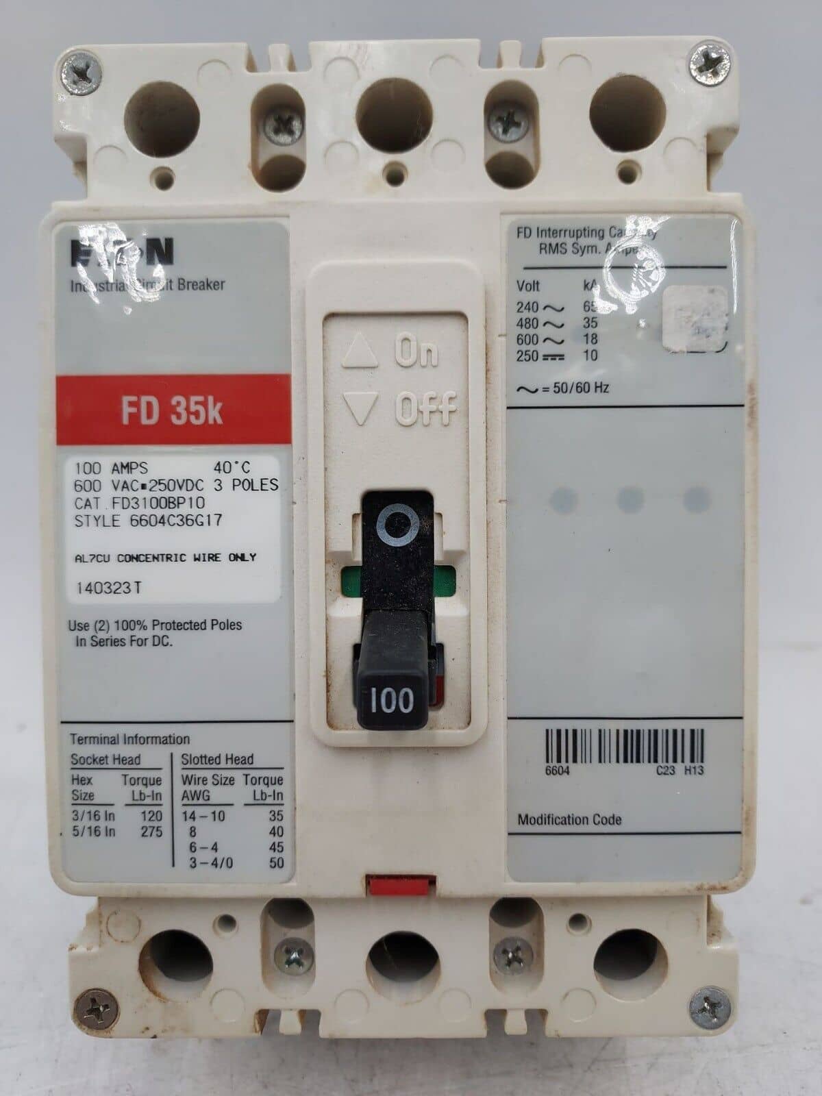 Eaton FD3100BP10 Circuit Breaker — image 1 of 6