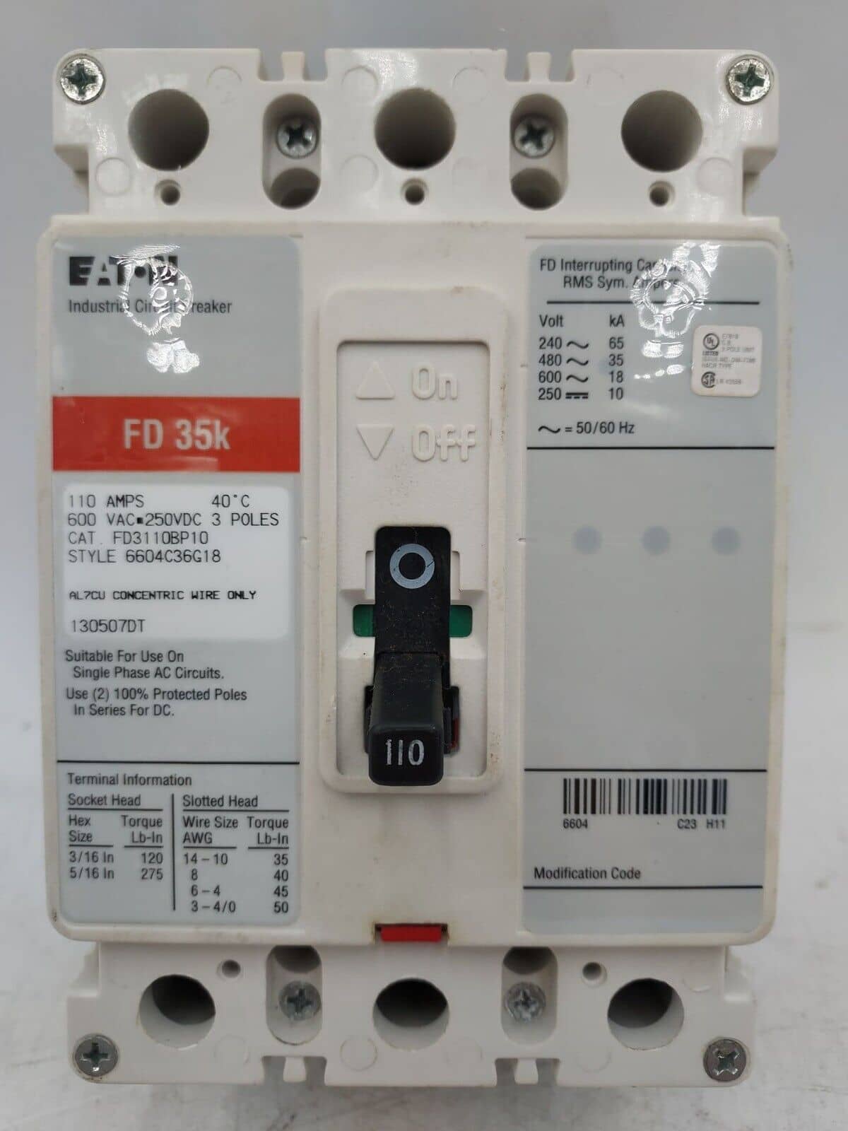 Eaton FD3110BP10 Circuit Breaker — image 1 of 6