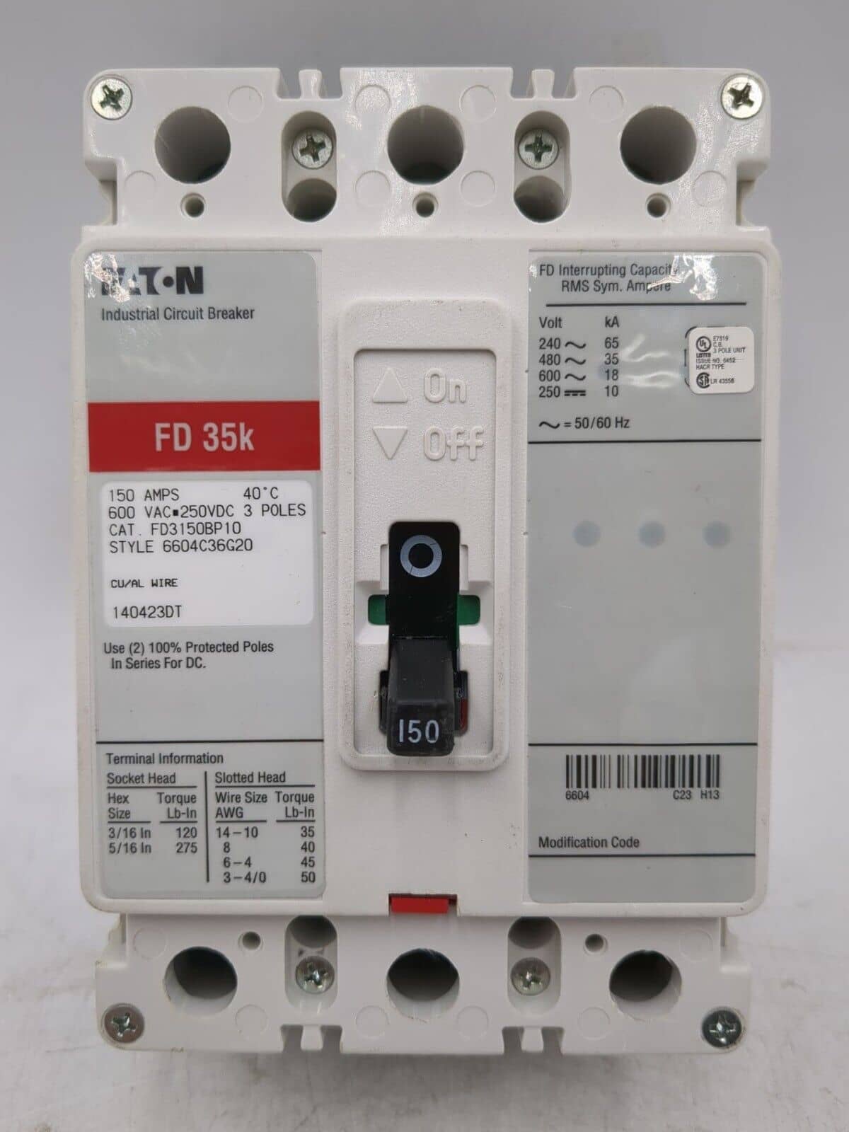 Eaton FD3150BP10 Circuit Breaker — image 1 of 7