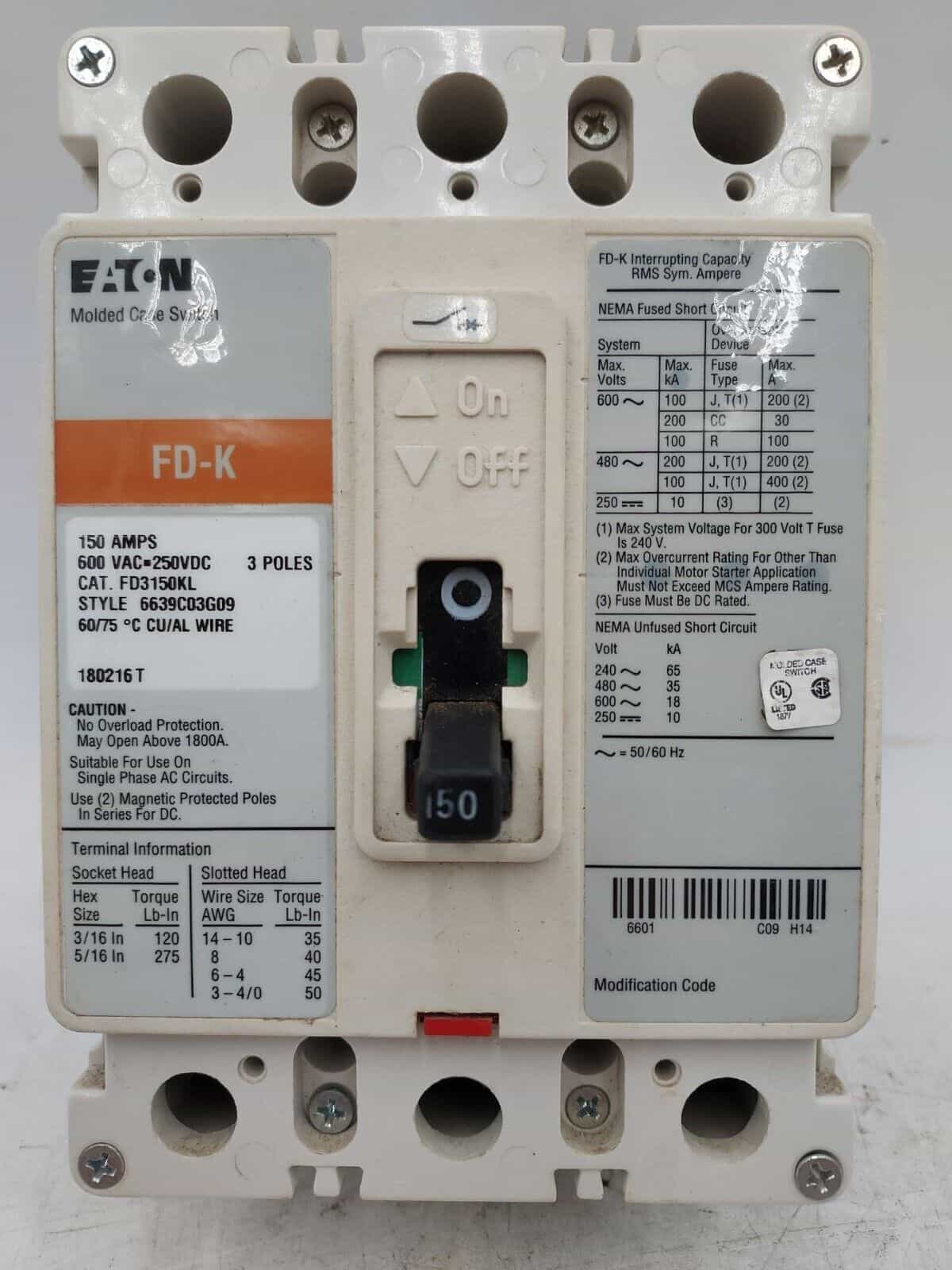 Eaton FD3150KL Circuit Breaker — image 1 of 6