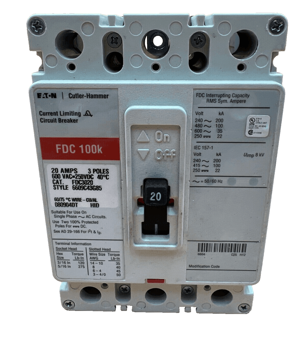 Eaton FDC3020 Circuit Breaker — image 1 of 6
