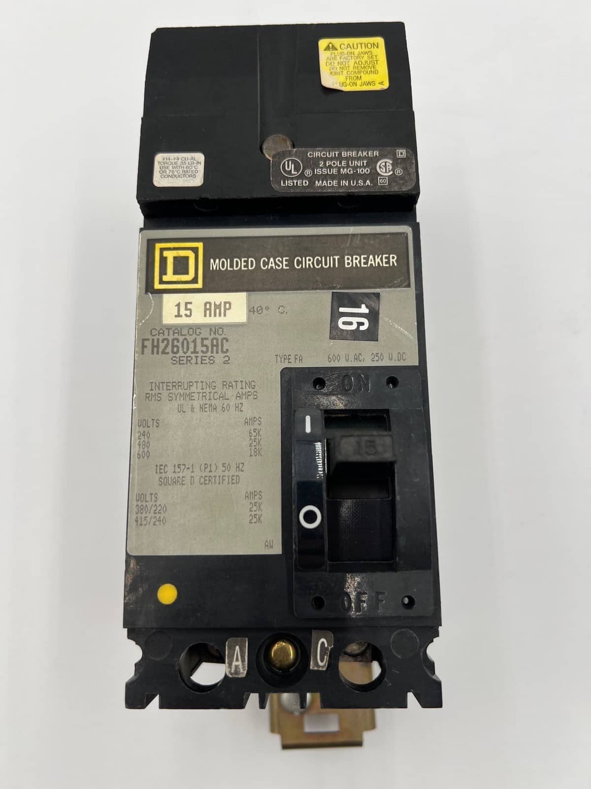 Square D FH26015AC Circuit Breaker — image 1 of 6