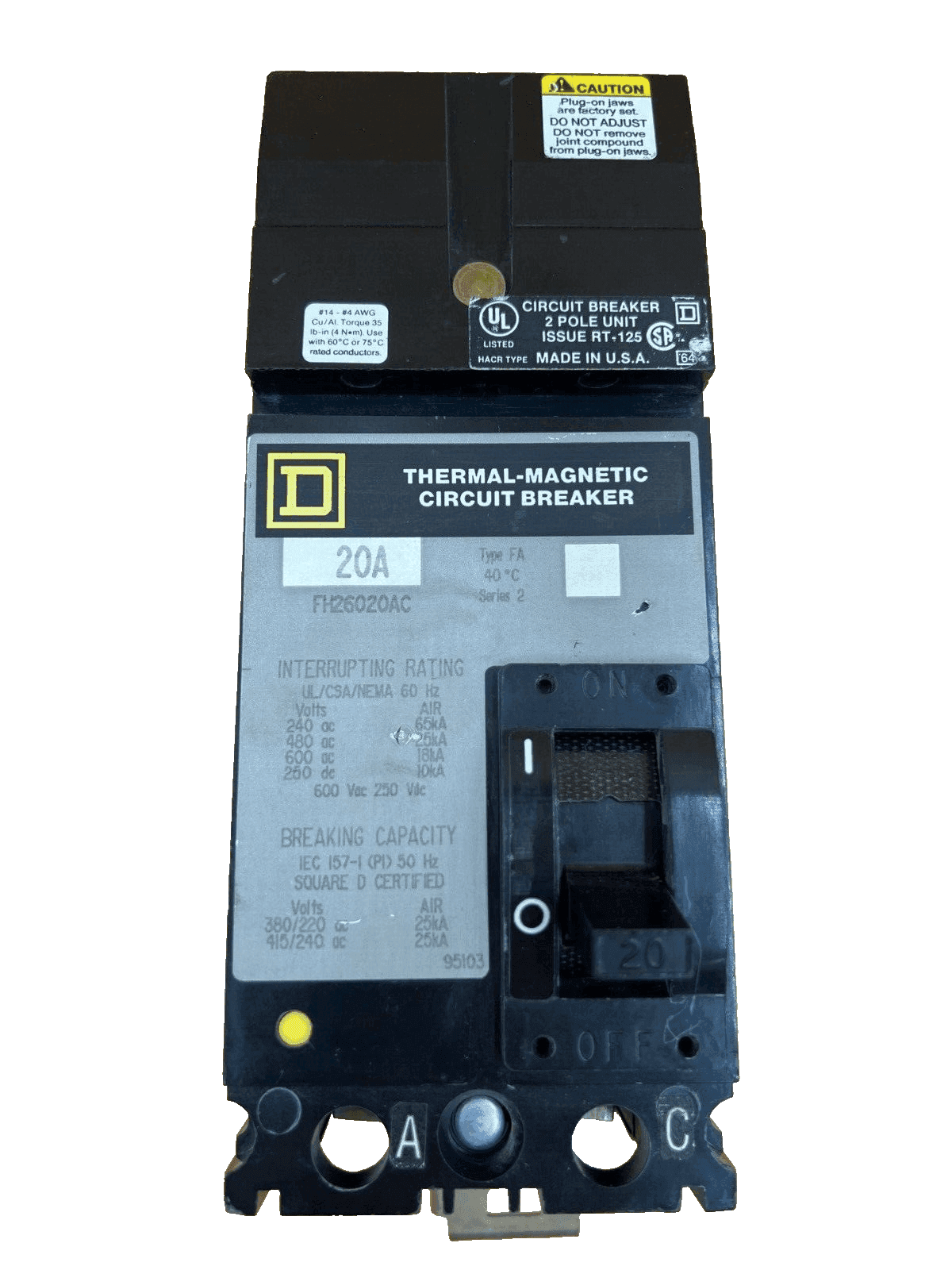 Square D FH26020AC Circuit Breaker — image 1 of 6