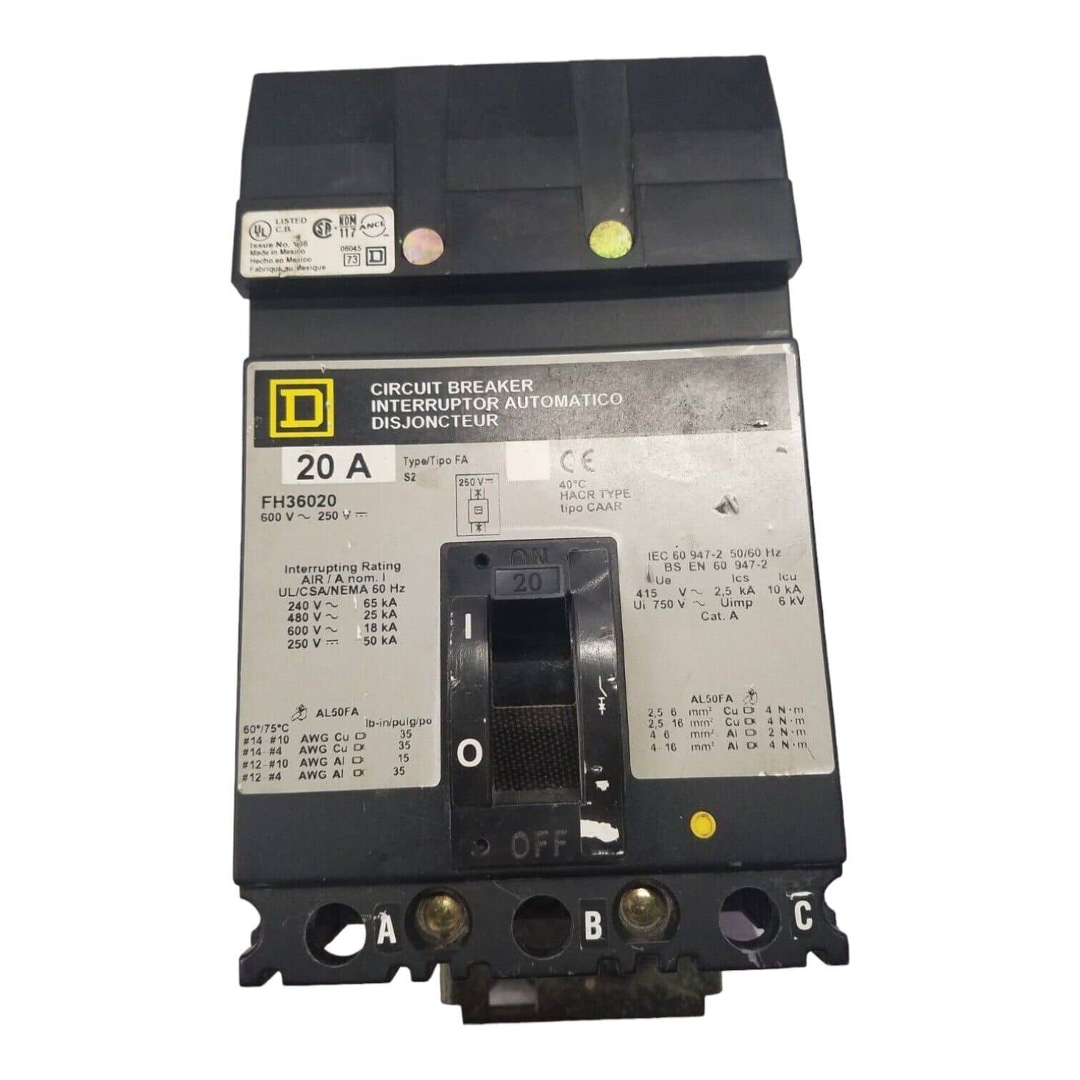 Square D FH36020 Circuit Breaker — image 1 of 7