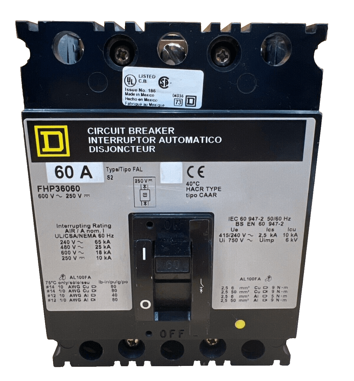 Square D FHP36060 Circuit Breaker — image 1 of 6